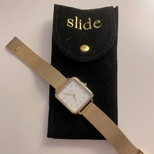 Gold chain square watch - Slide Jewels